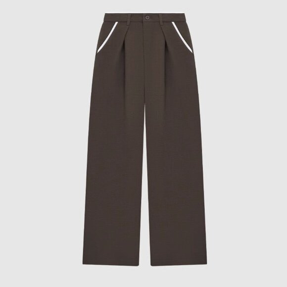 B.Sure Brown High Waist Wide Leg Trousers - Picture 1 of 4